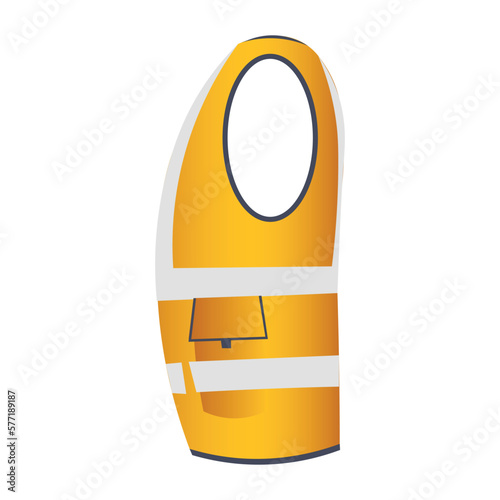 Yellow saving vest on white background, side view