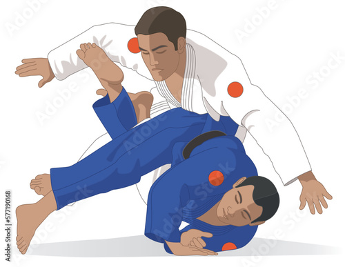 para sports paralympics judo two visually impaired males in takedown isolated on white background