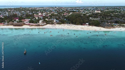 Aerial view of Kendwa and Nungwi beaches on Zanzibar Island, Tanzania