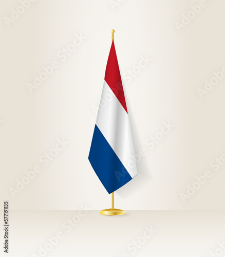 Netherlands flag on a flag stand.