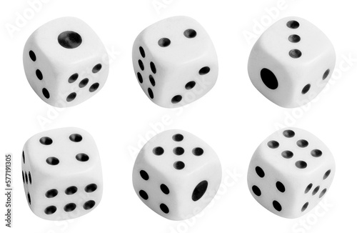 Collection of white dices cut out