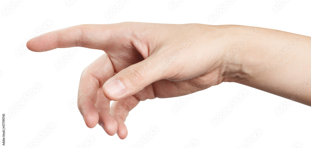 Hand touching or pointing at somebody or something, cut out Hand touching or pointing at somebody or something, cut out