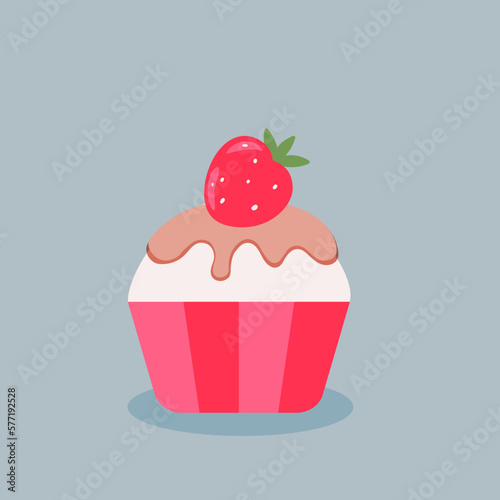 Illustration Cupcake with strawberry