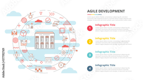 agile development concept for infographic template banner with four point list information