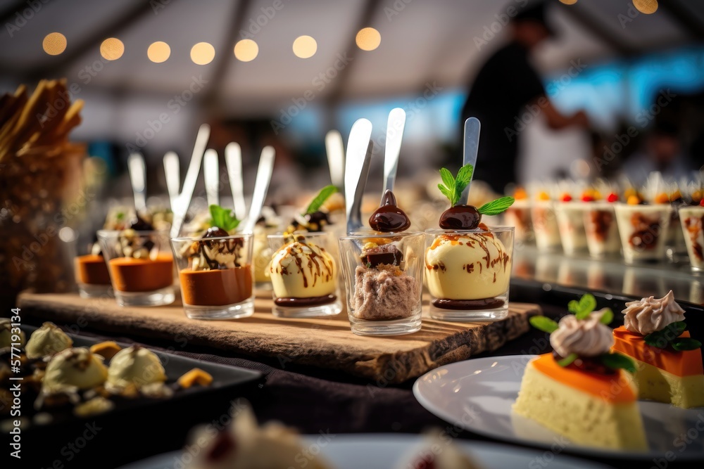 Food Festival with assorted food. Catering service. AI Generated