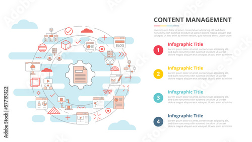 content management concept for infographic template banner with four point list information