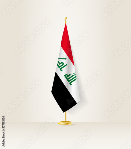 Iraq flag on a flag stand.