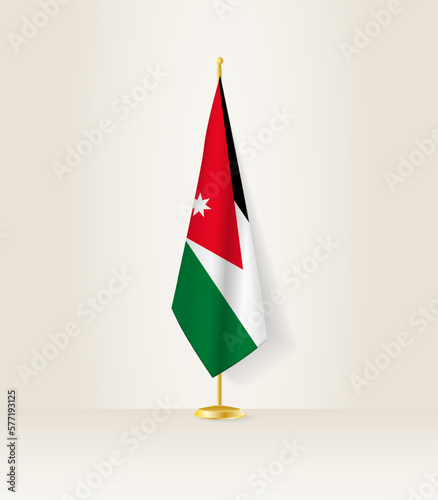 Jordan flag on a flag stand.