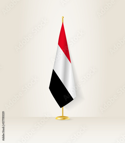 Yemen flag on a flag stand.