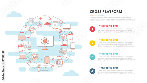 cross platform concept for infographic template banner with four point list information