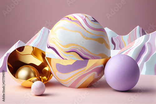 Obraz na płótnie A gold foiled easter egg with gold. Generative ai