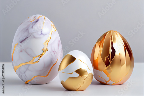 Obraz na płótnie A gold foiled easter egg with gold. Generative ai