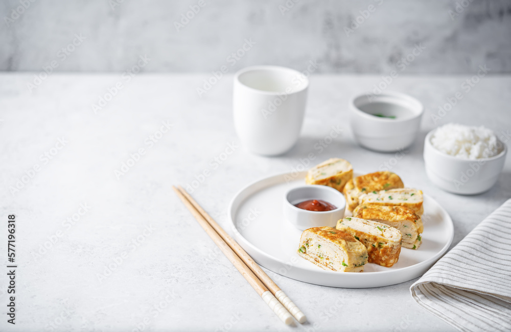 Korean egg rolls, traditional asian food Korean egg rolls, traditional asian food