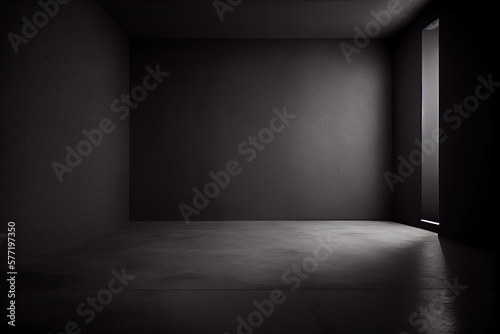 Empty dark abstract room with cement walls. for display products wall background
