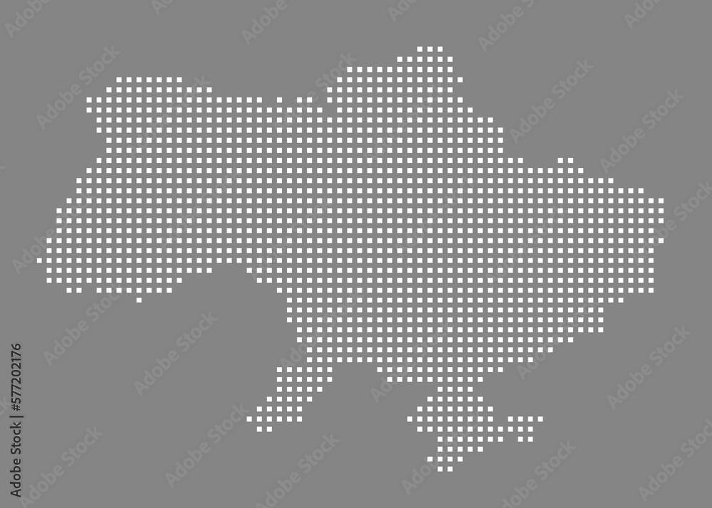Map of Ukraine - vector template of an international world map. Vector flat illustration on gray background. Top view of the land of Ukraine