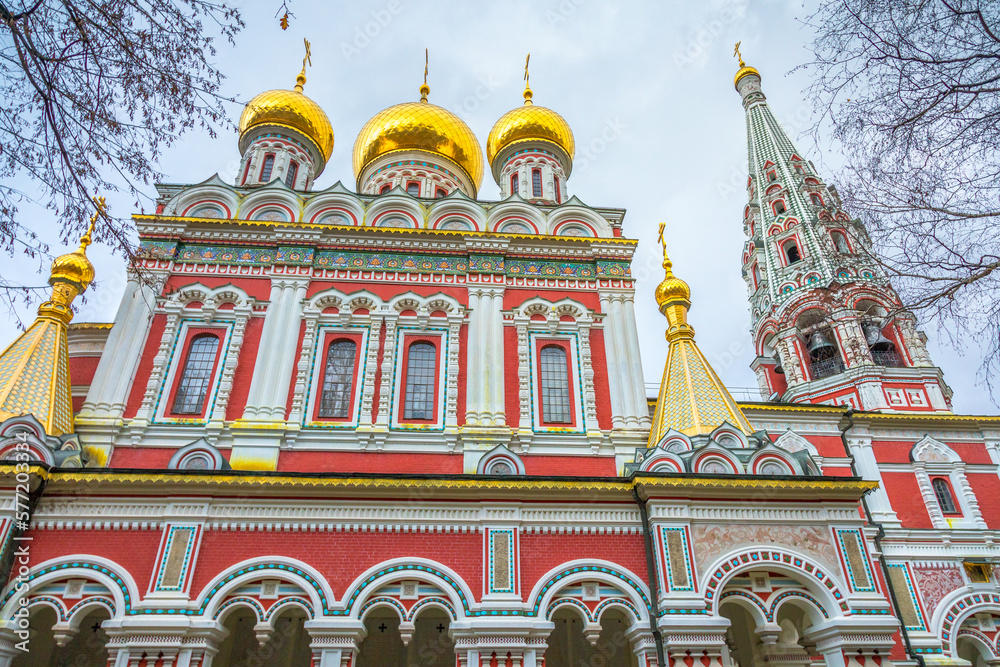 Ornate Shipka Memorial orthodox Church in the Balkans, Bulgaria