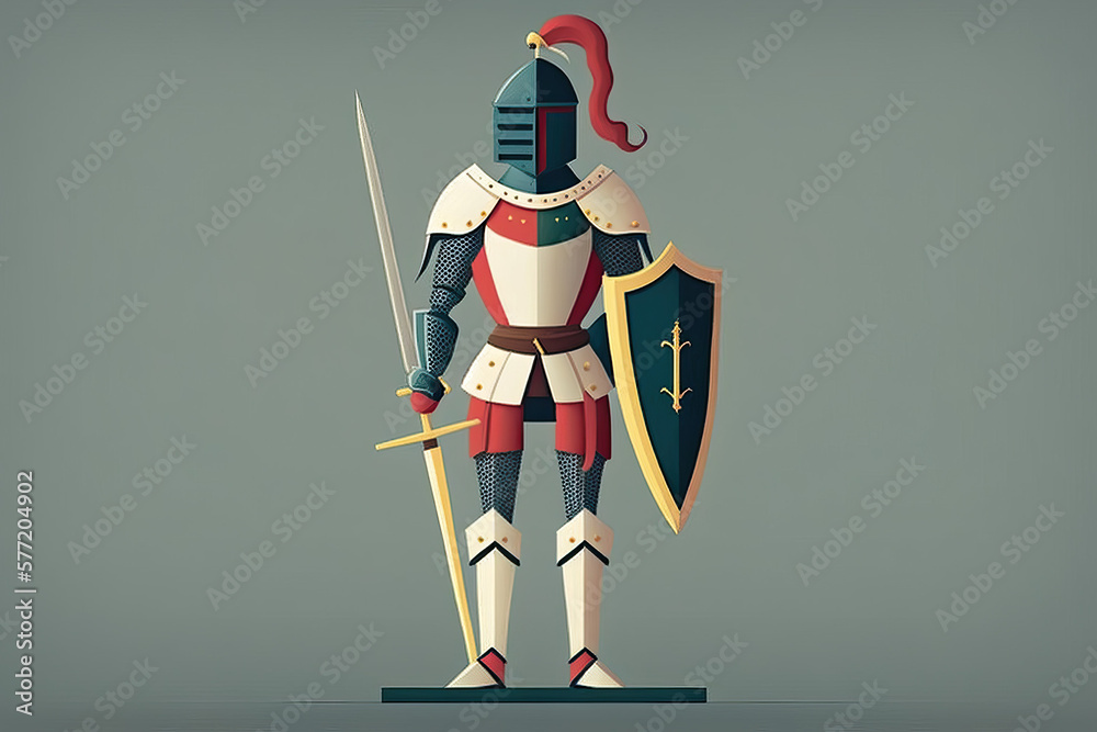 Medieval knight in full plate armor wielding a lance AI generative ...