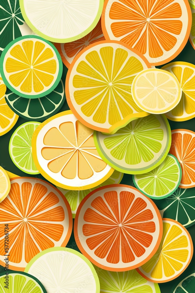 illustration, round slices of citrus in a pattern suitable for use,generative ai illustration, round slices of citrus in a pattern suitable for use,generative ai