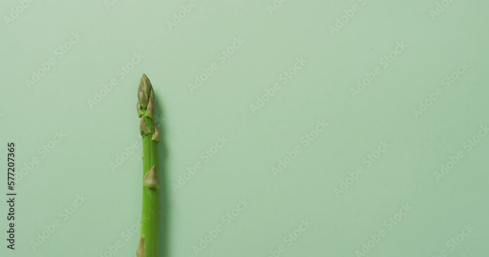 Video of fresh asparagus with copy space over green background Video of fresh asparagus with copy space over green background