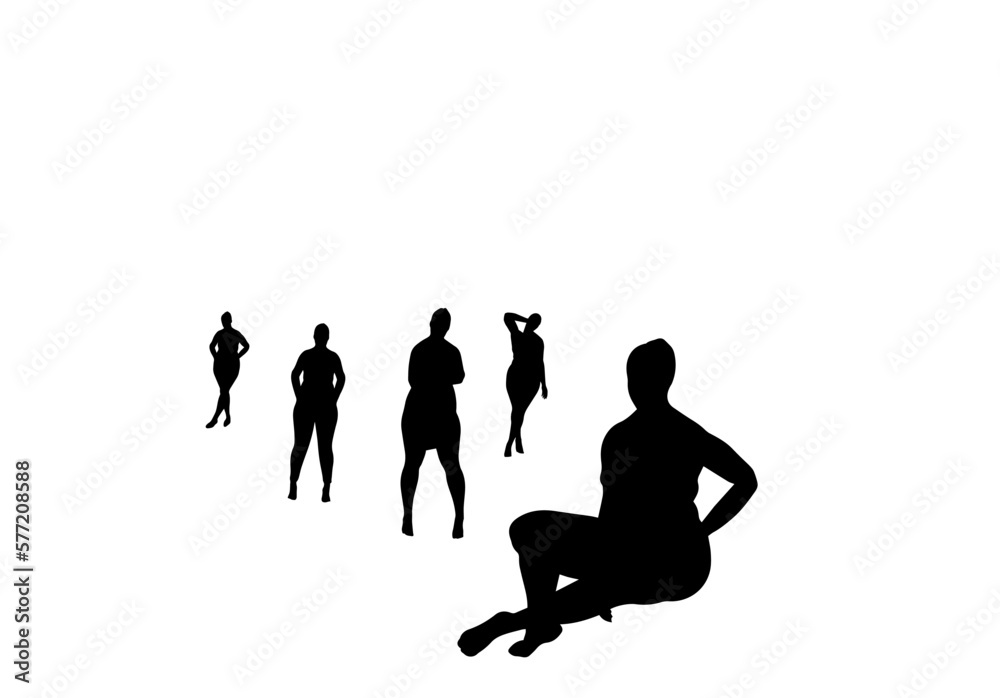 Black overweight women silhouette drawing