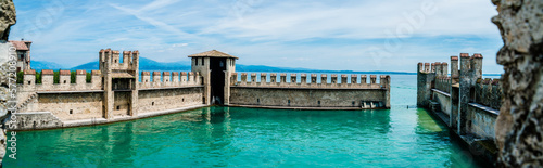 Castle fort on lake in Italy