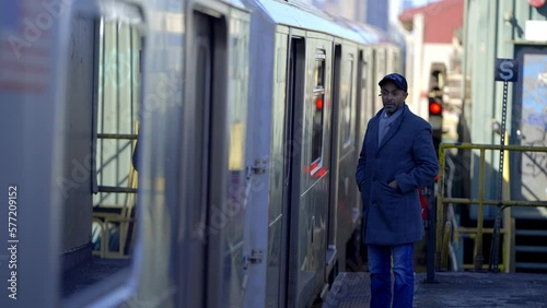 Train arriving at a subway station in New York - travel photography