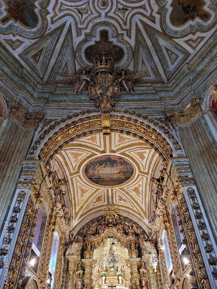 Hand painted ceiling of a beautiful church in Minas Gerais, Brazil.
