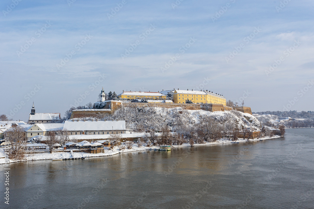 Petrovaradin fortress after snowfalls. Novi Sad, Serbia