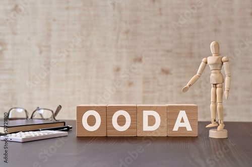 There is wood cube with the word OODA. It is eye-catching image.