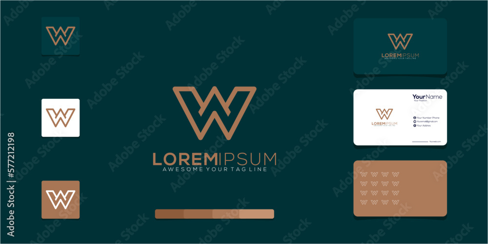 logo letter w modern brand identity pack