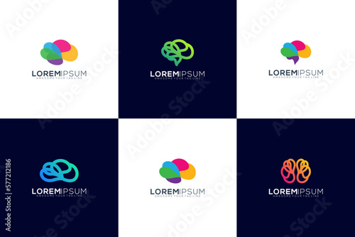 collection set brain modern colorful logo gradient photo