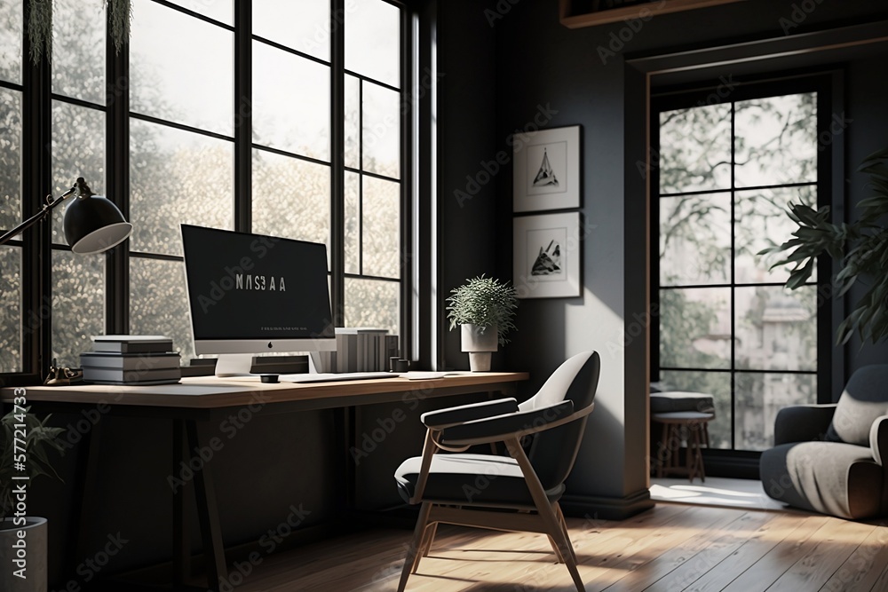 minimalistic, room, desktop, computer, window, bed, lighting, calm ...