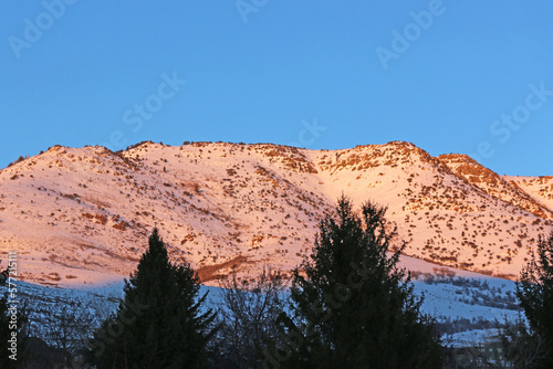 Wasatch mountains from Wolf Creek Village, Utah, in winter