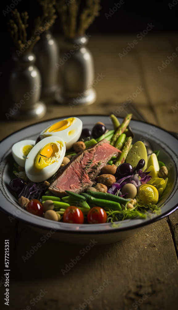 Nicoise Salad eggs, olives, lettuce, tuna IA