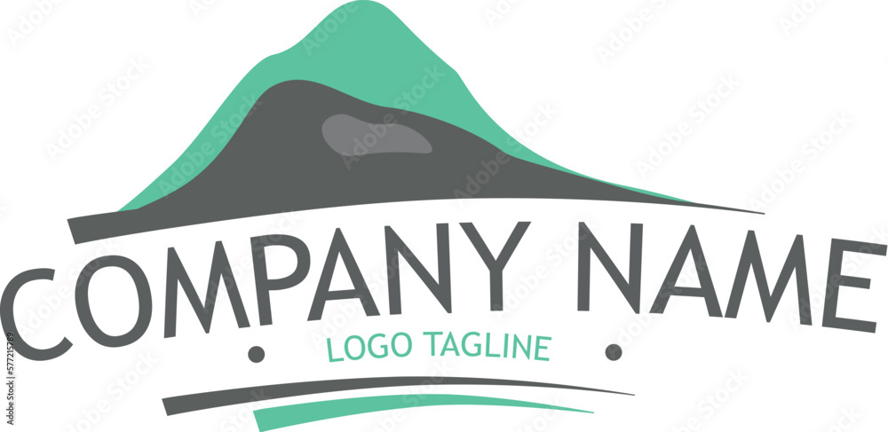 Mountain Company Logo Hill vector graphic illustration. Curved logo label sign design.