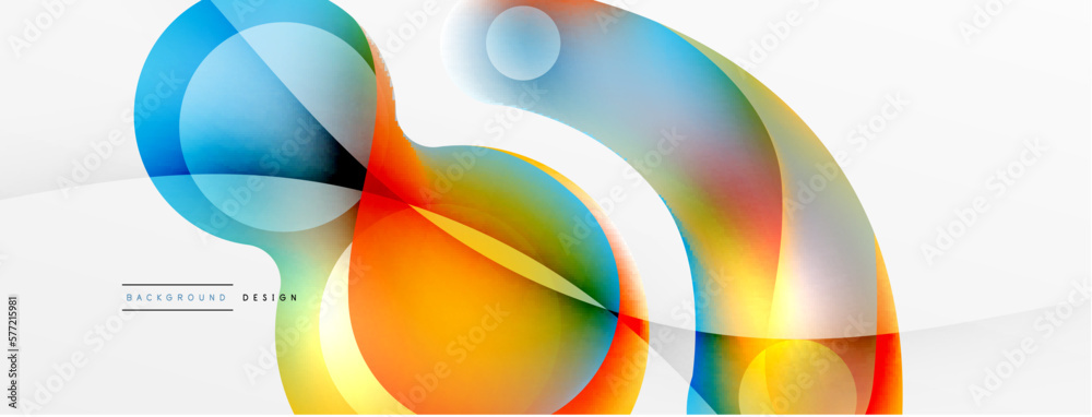 Fluid abstract background, round shapes and circle flowing design for wallpaper, banner, background or landing