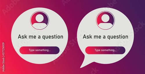 Ask me a question. Sticker frame, story, quiz, template. Vector Illustration. Ask questions, options storie, button, mockup, frame, social media story
