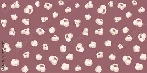 Seamless background. Pattern of corn popcorn flying seeds. Vector illustration