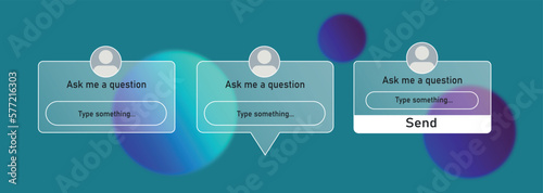 Ask me a question. Sticker frame, story, quiz, template. Vector Illustration. Ask questions, options storie, button, mockup, frame, social media story
