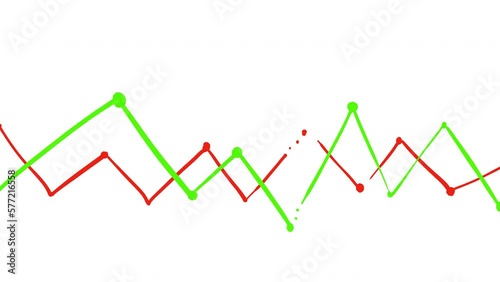 Bar of economic trade on a white background. Red and green graphs in 4k with alpha channel. The concept of activity of the financial market and shares. Stock 4k video with alpha channel.