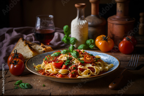 Italian pasta with tomato sauce with generative AI technology