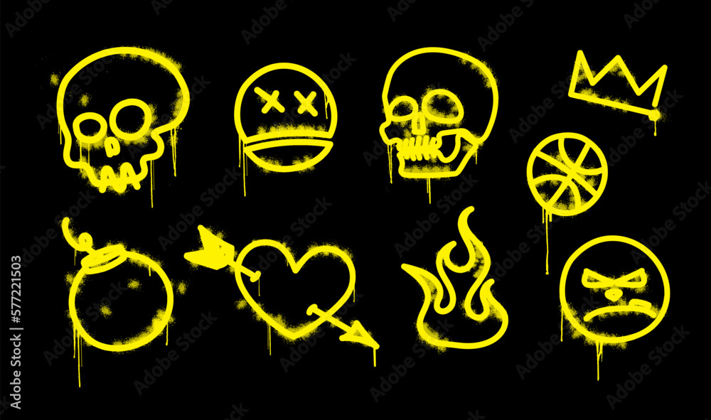 Simple graffiti in very messy style with dripping paint, spray effect