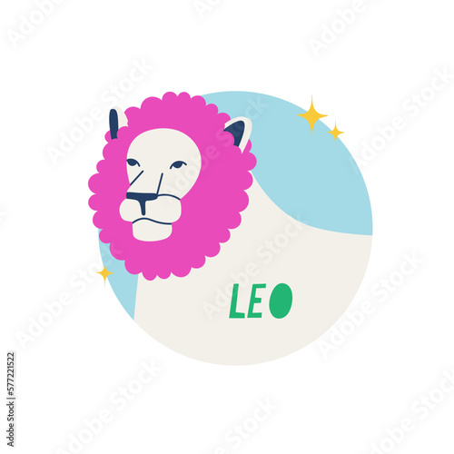 Leo zodiac sign. The fifth symbol of the horoscope. Astrological sign of those born in August. Vector illustration for design.
