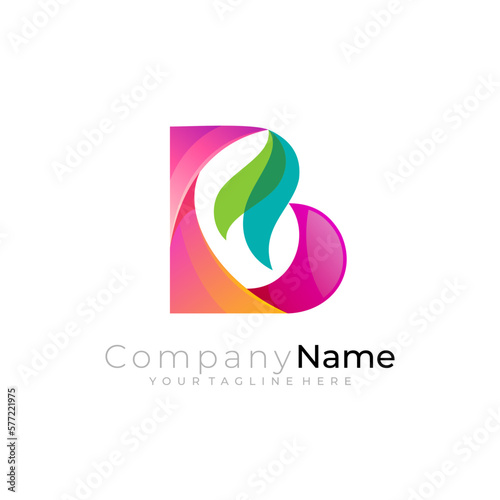 B icons, letter B logo colorful design illustration, 3d colorful