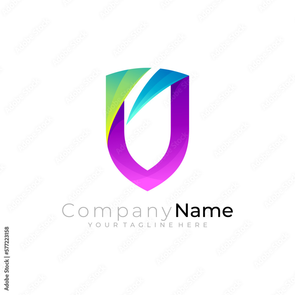 Simple shield logo with security design, colorful style icon Simple shield logo with security design, colorful style icon