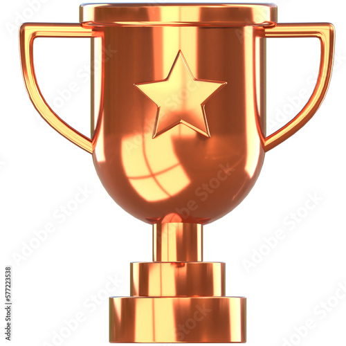 Bronze champion cup isolated on transparent background. 3d illustration. Championship trophy. Sports award. Winning concept
