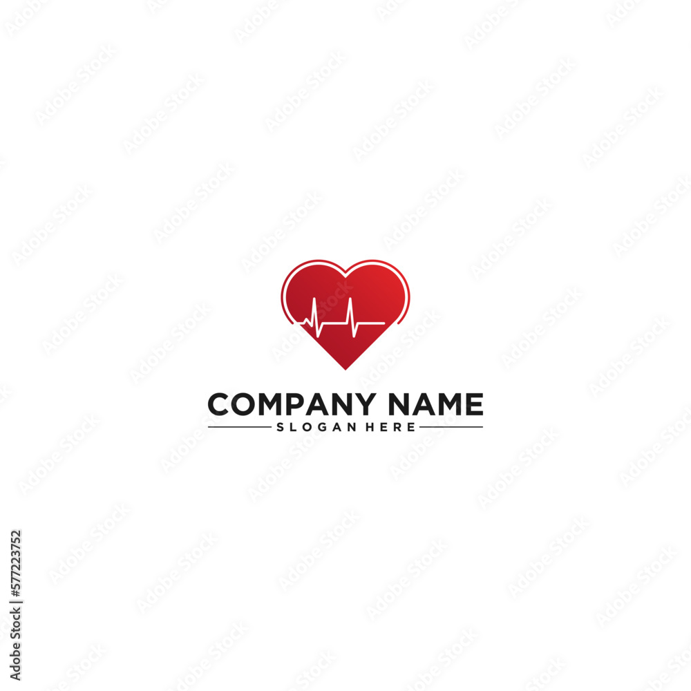 health logo with a heart and pulse logo that reflects health
