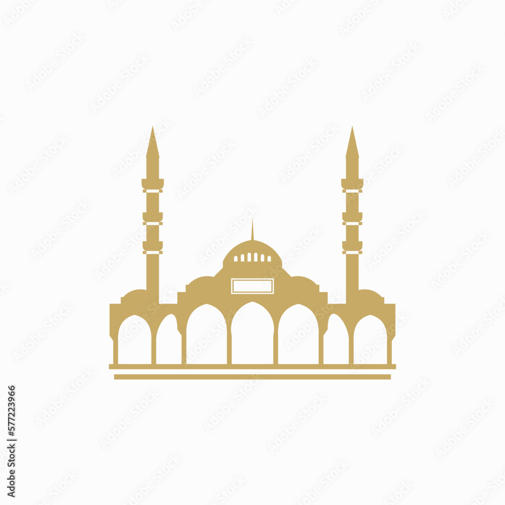 Fototapeta premium Islamic mosque silhouette logo icon vector template