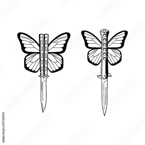 vector illustration of a butterfly with a knife