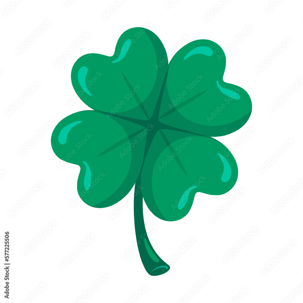 Four-leaf clover icon isolated on white background. Clover sign illustration pictogram. Symbol of St. Patrick's Day. Vector Illustration in cartoon style. Four-leaf clover icon isolated on white background. Clover sign illustration pictogram. Symbol of St. Patrick's Day. Vector Illustration in cartoon style.